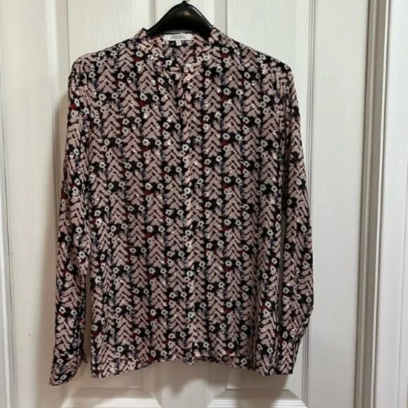 Dorothee Schumacher Pink Floral Silk Button Up Down Blouse Top Shell Size 3 - Picture 1 of 12